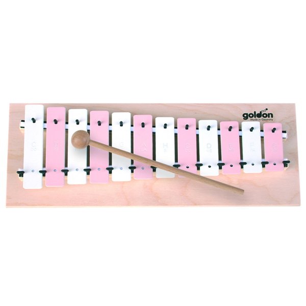 Goldon Metalofón sopránový na doske bielo-ružový, 12 kláves