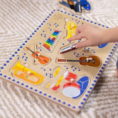 Melissa & Doug - Drevené puzzle so zvukmi - Hudobné nástroje